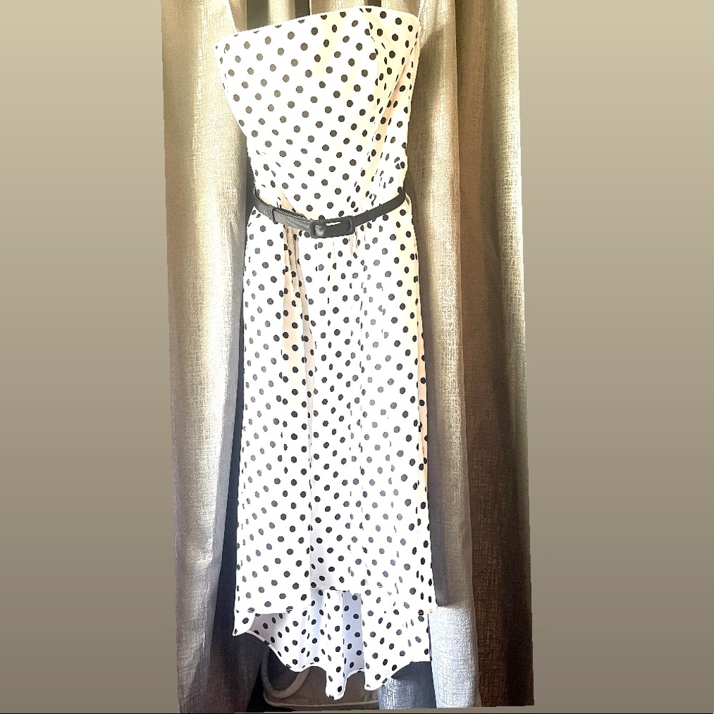 WHITE HOUSE BLACK AND WHITE Polka Dot Strapless Cocktail Dress.  Size 00